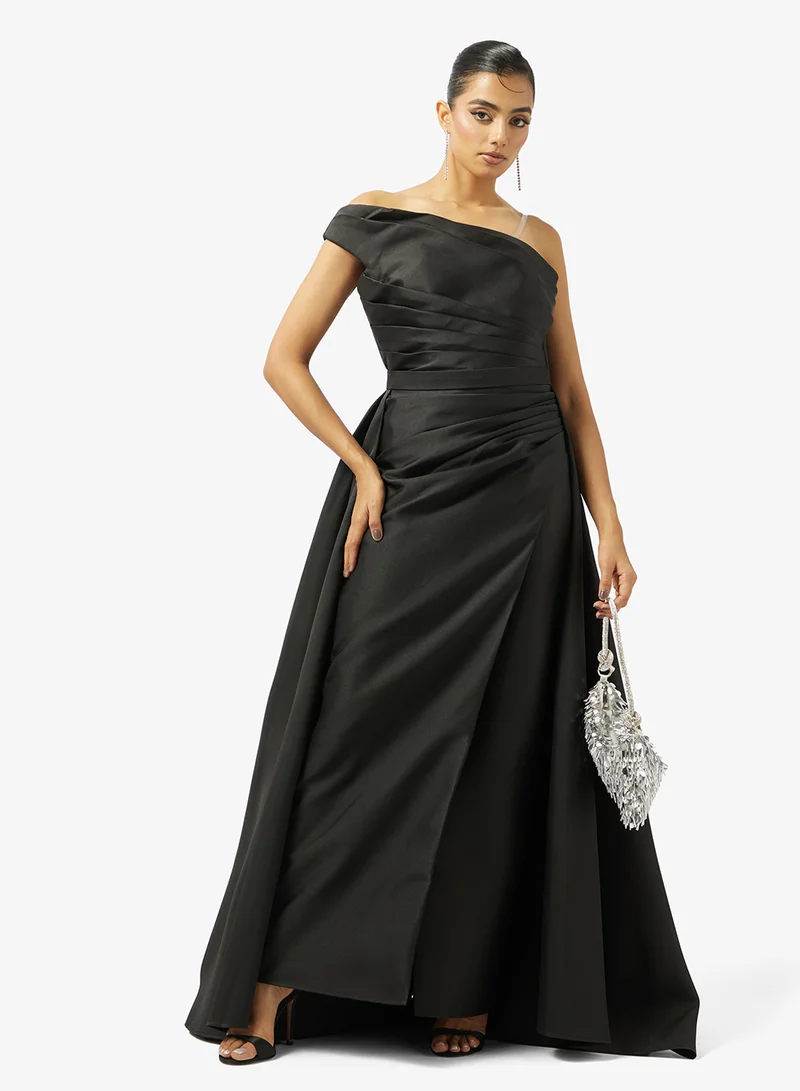 Akadia Fashion  ONE SHOULDER GATHERED WAIST TAFFETA DRESS for Women | Best Price UAE